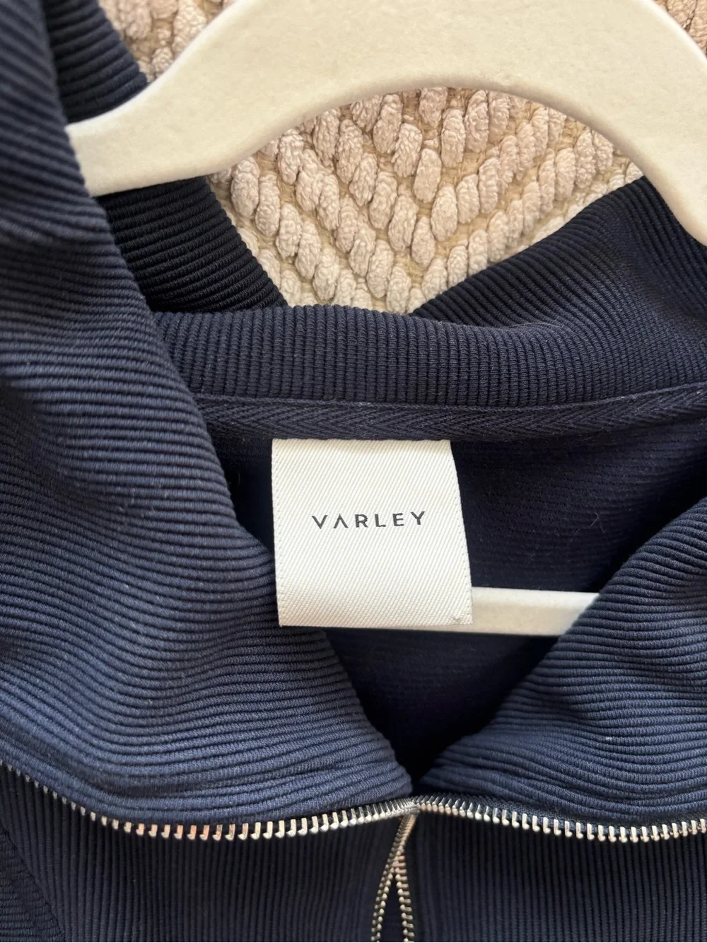 Varley Navy Half-Zip Funnel Neck Sweater